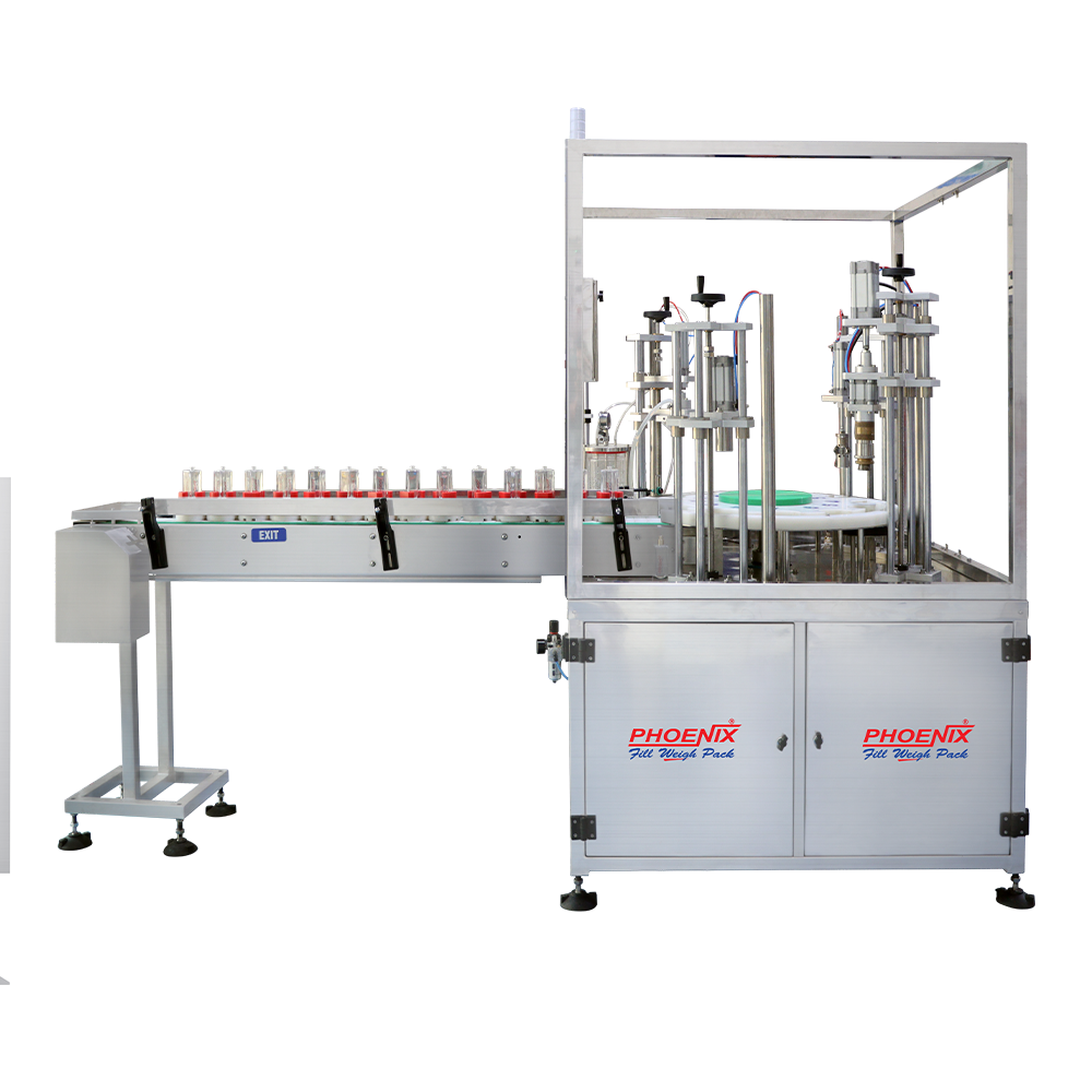 SEMI AUTOMATIC PERFUME FILLING, CRIMPING & COLLAR FITTING MACHINE