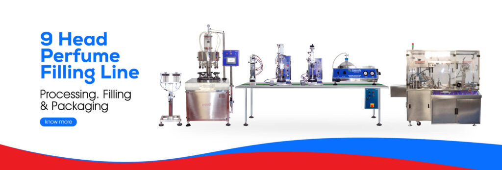 9 Head Perfume Filling Line Processing. Filling & Packaging